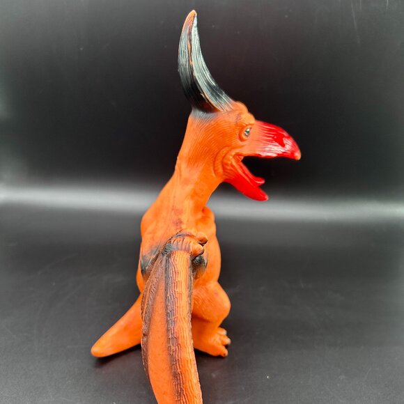 Pterodactyl Dinosaur Toy Figure 8" Soft Rubber Orange Black - Picture 7 of 10